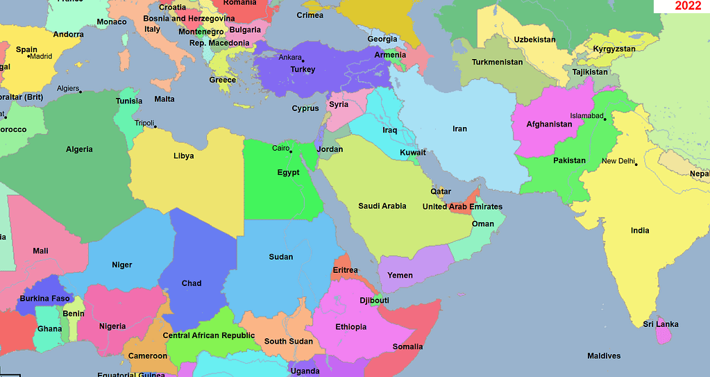 世界地図、2022年、オスマン帝国