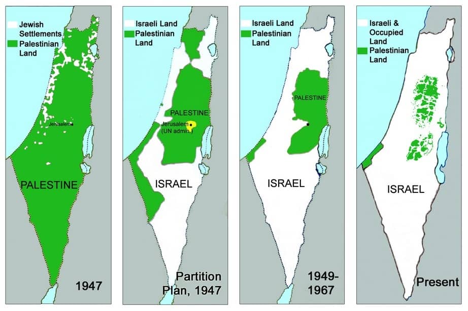 イスラエルとパレスチナの領土の推移